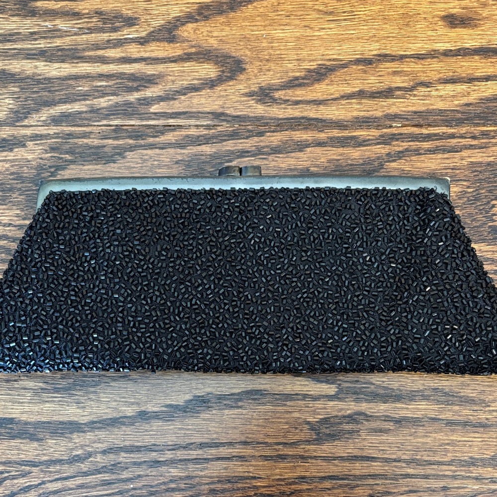 Vintage Santi Black Beaded Bag - Used but GOOD condition.